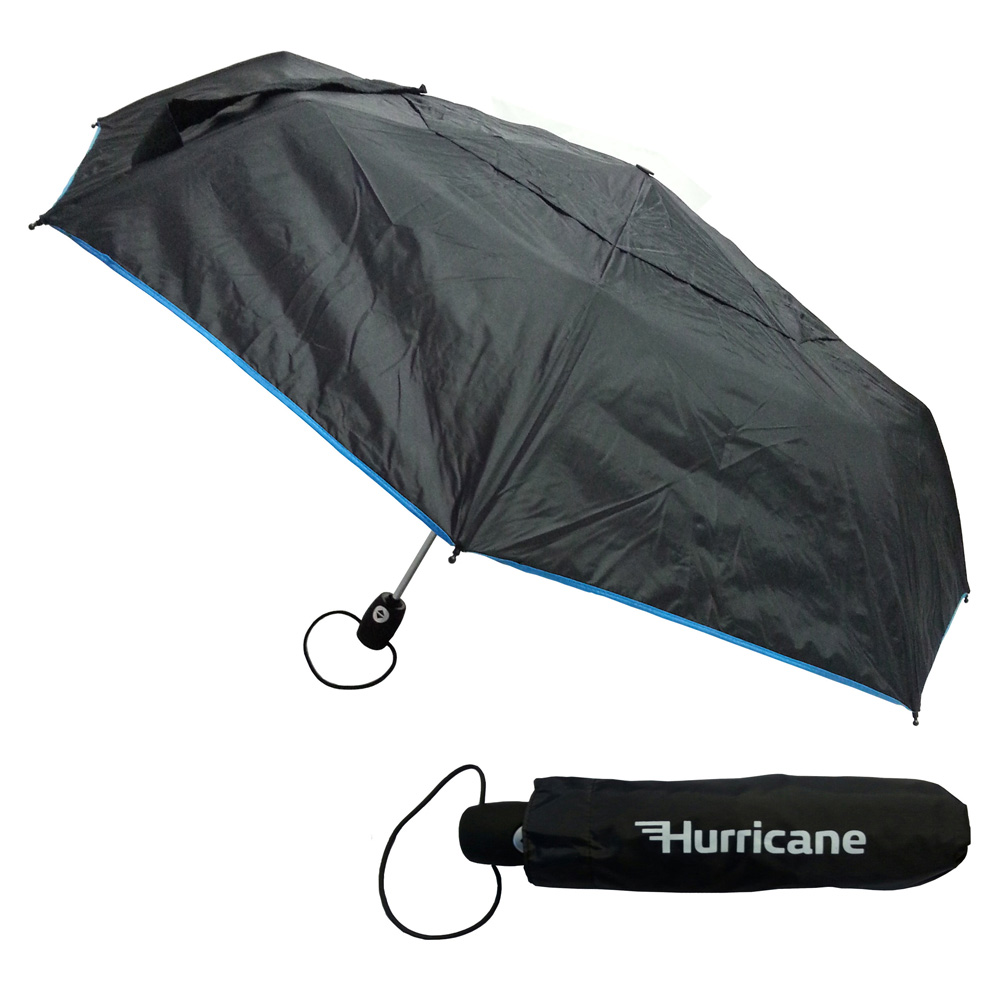 Hurricane Vented Folder Umbrella Black & Cyan