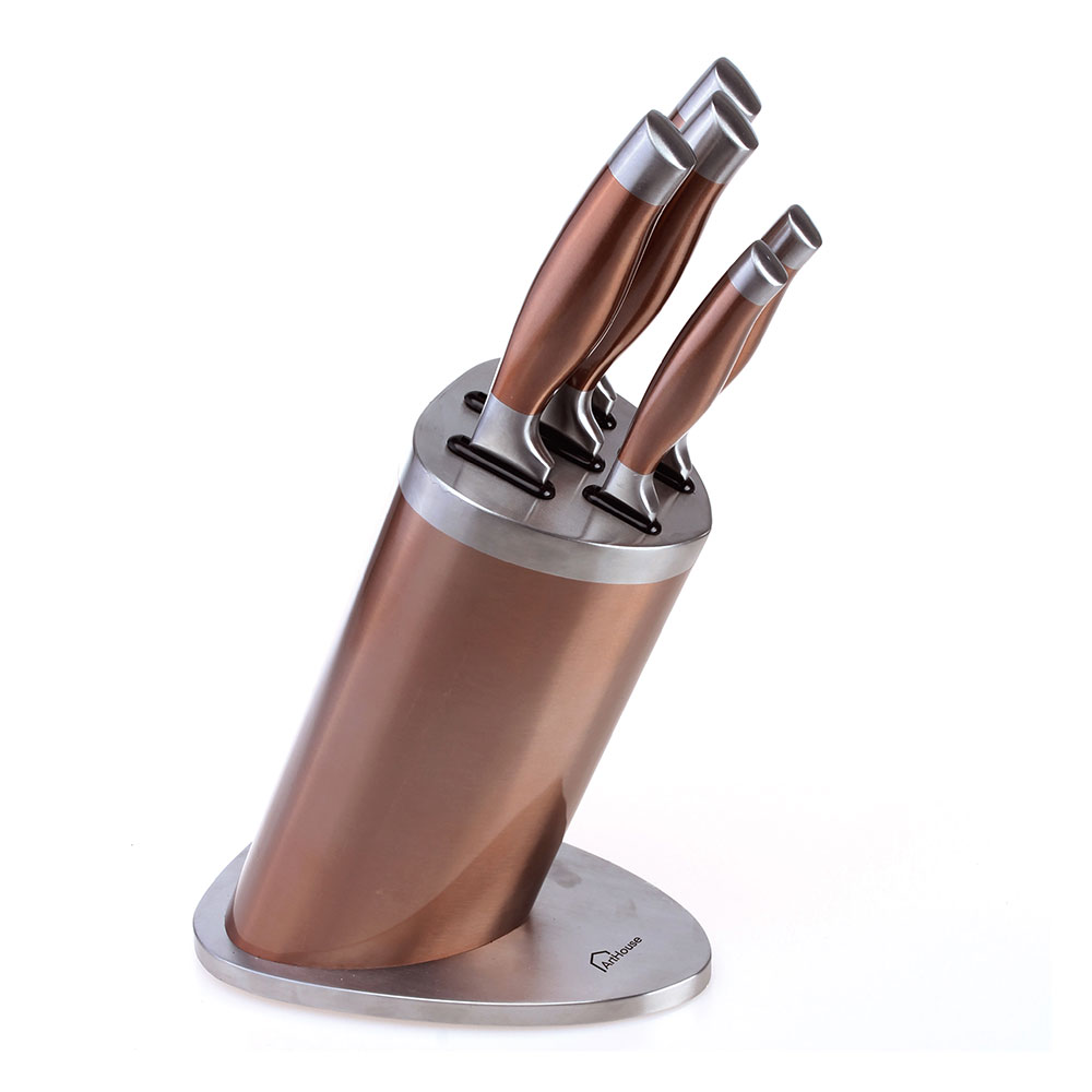 Arthouse Knife Block Set 5 Piece Copper