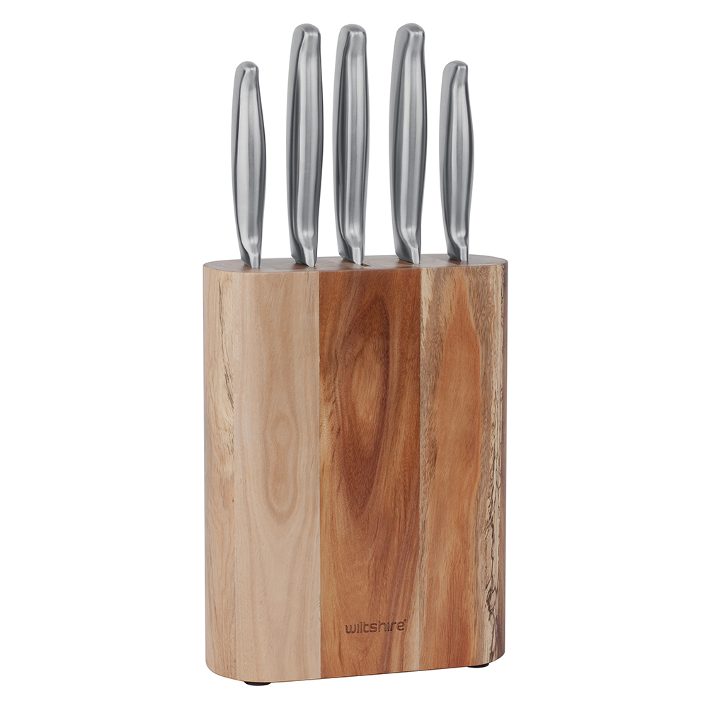 Wiltshire Metropolitan Stainless Steel Knife Block Set 6 Pie