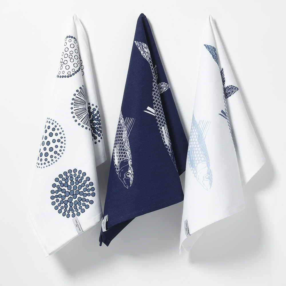 Royal Doulton Pacific Tea Towel Fish Navy 3pk