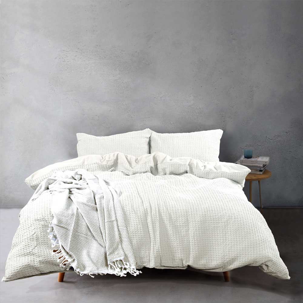 Hotel At Home Garment Washed Waffle Duvet Cover Set