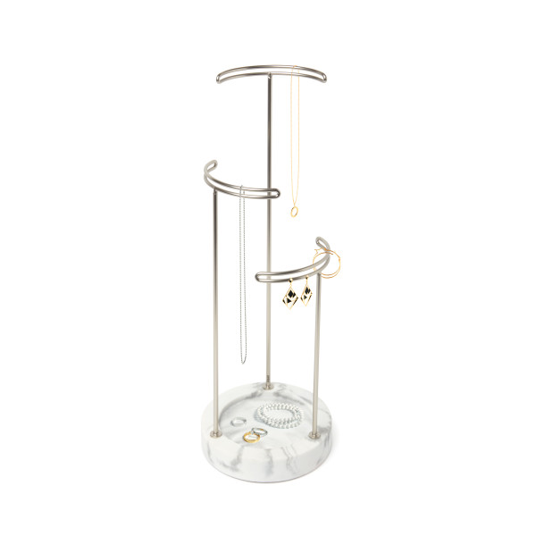 Umbra Tesora Jewellery Stand Marble White