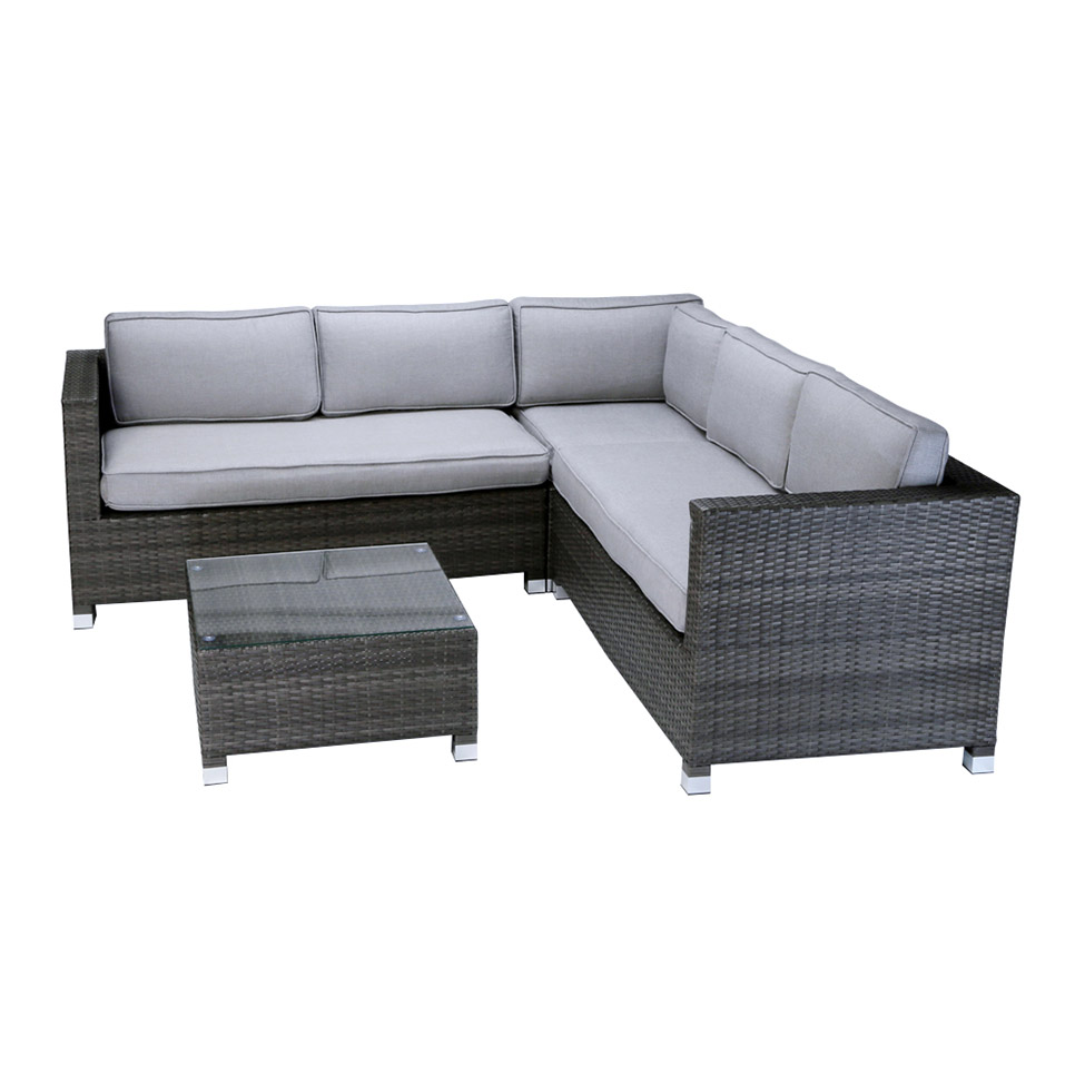 Amalfi Woven Hill Wicker Corner Sofa Set Grey