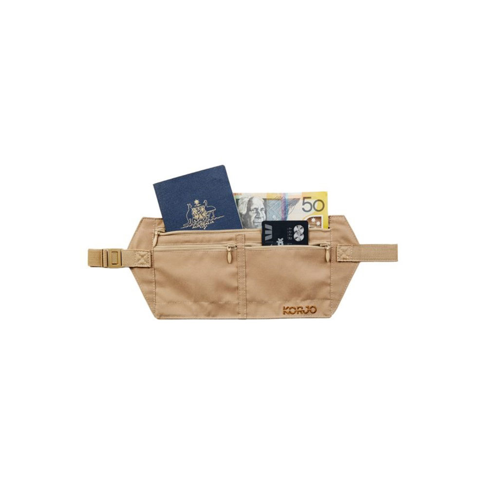 Korjo RFID Protected Travel Money Belt Tan