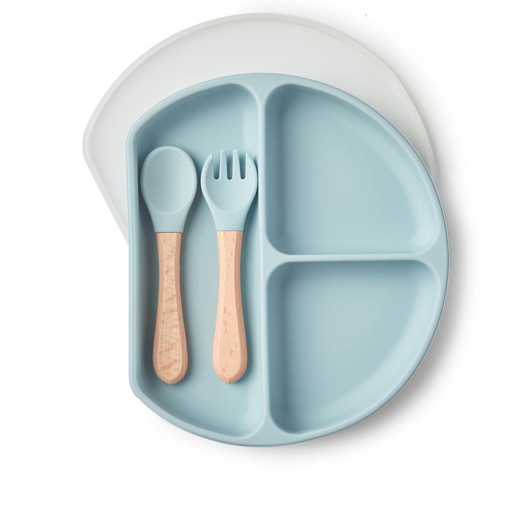 hi-hop Silicone Plate Set Dusty Blue