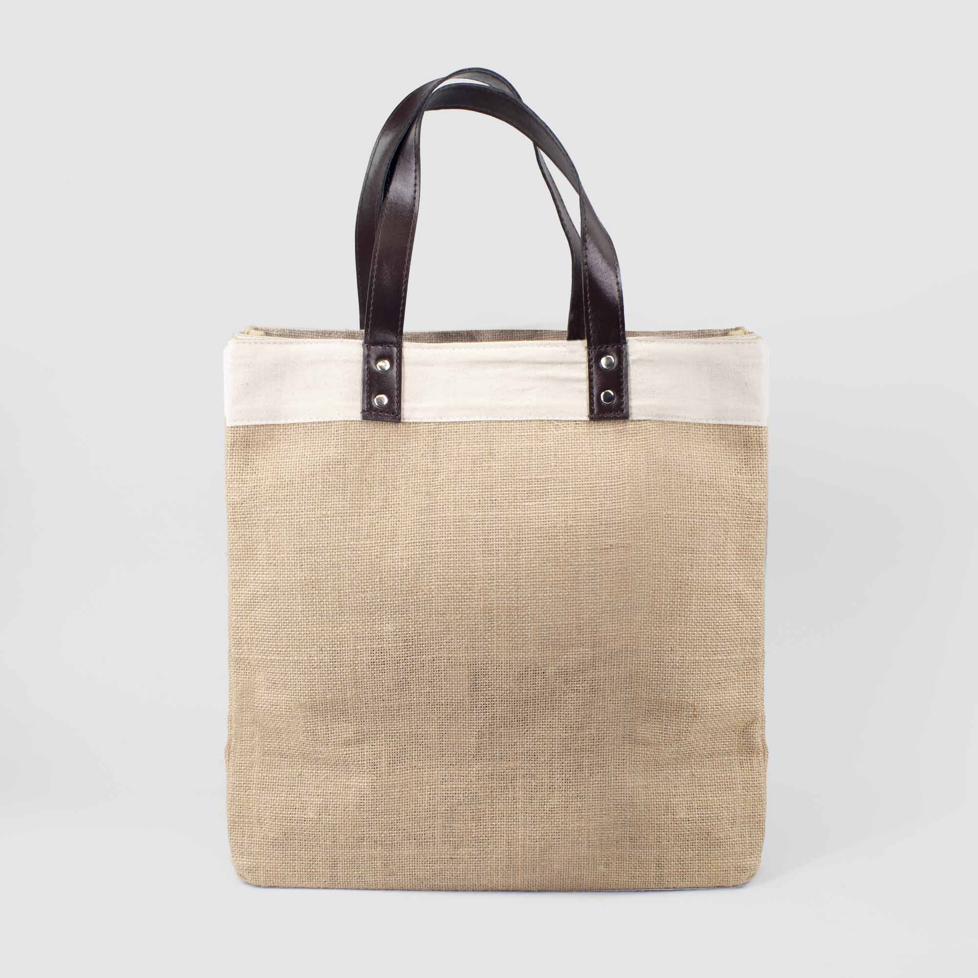 Inhome Jute Bag Leather Handles