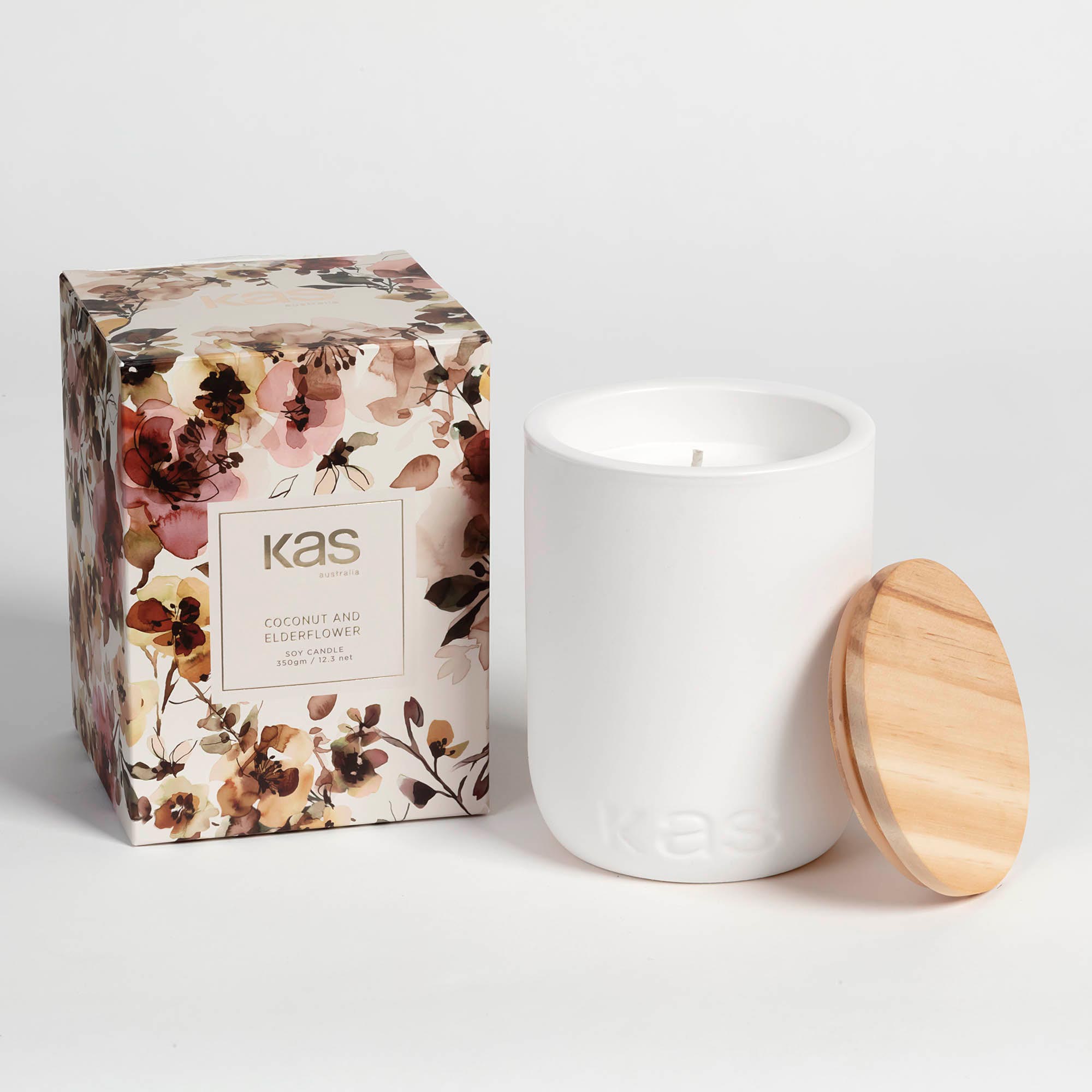 KAS Coconut & Elderflower Ceramic Candle 350g White