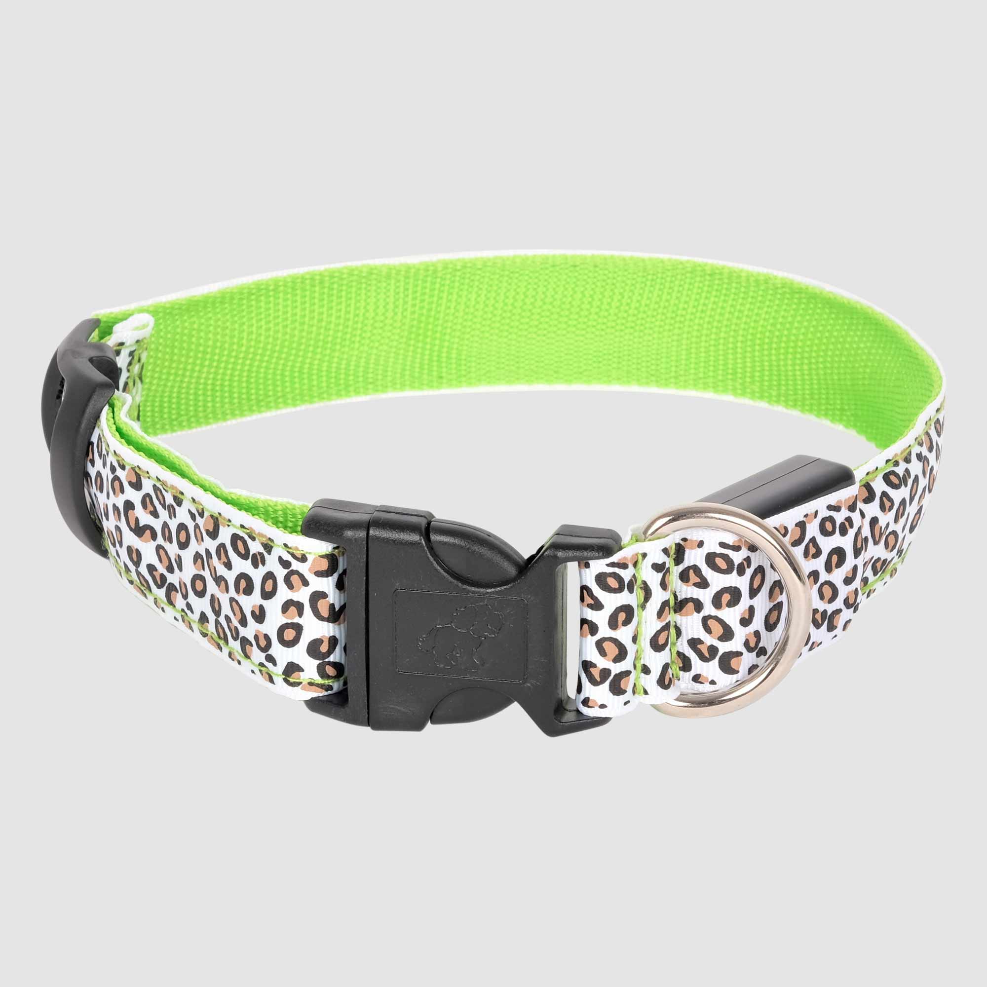 Lou & Co LED Pet Colar Leopard Green XL