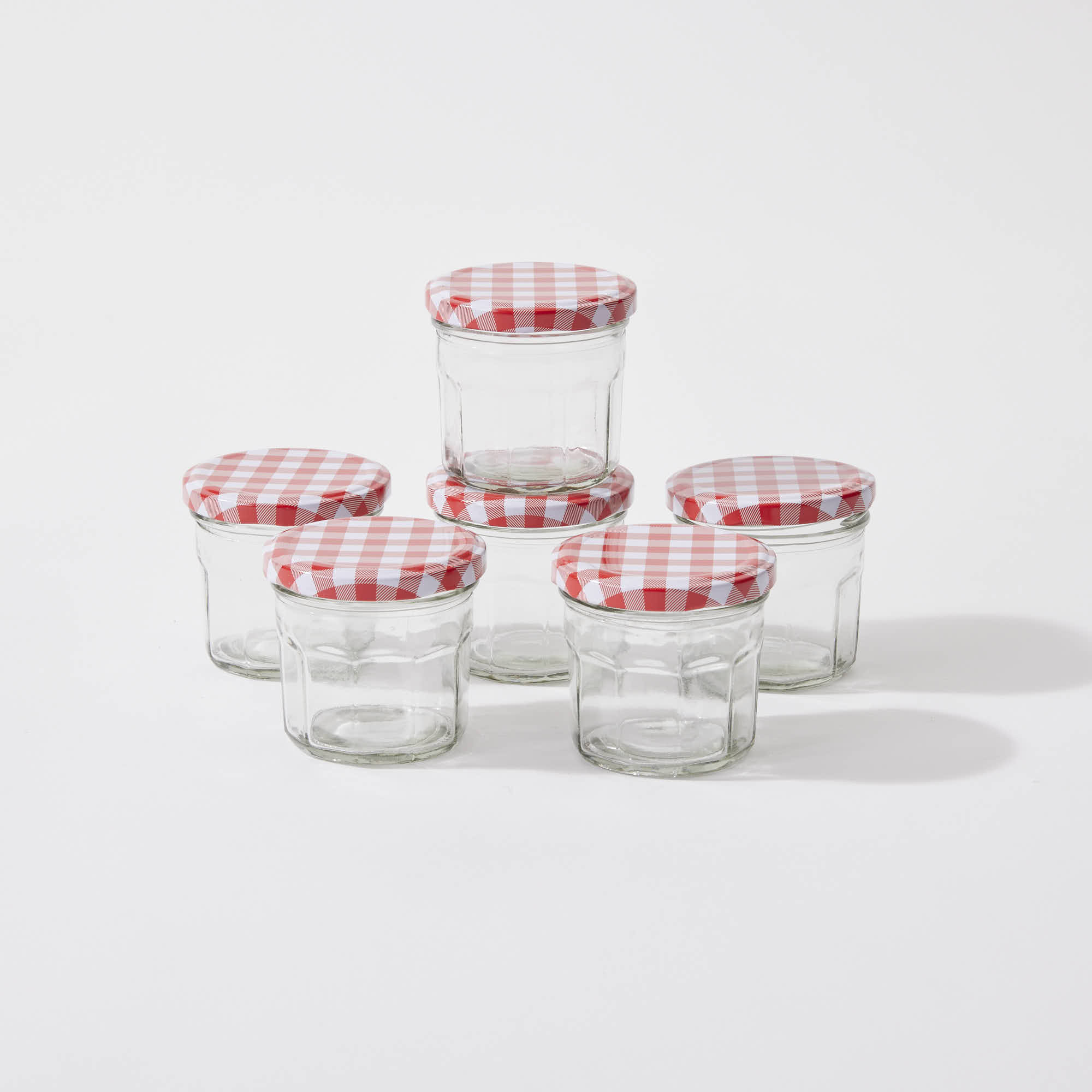 Tablefair French Jam Jar w/ Gingham Printing Lid 150ml Set 6